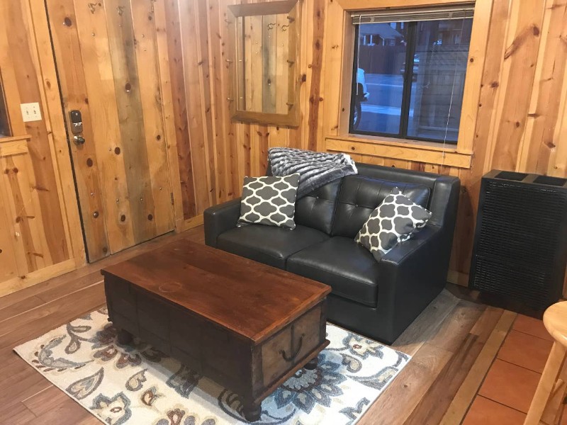 Couch at Tiny Home Minutes from Skiing, Hiking, and Beach