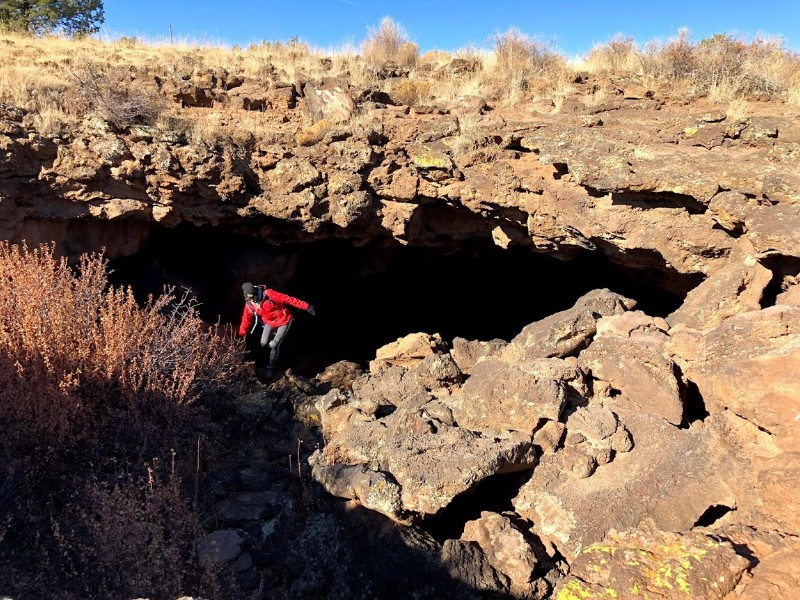 Hiking in a cave at El Malpais National Monument 