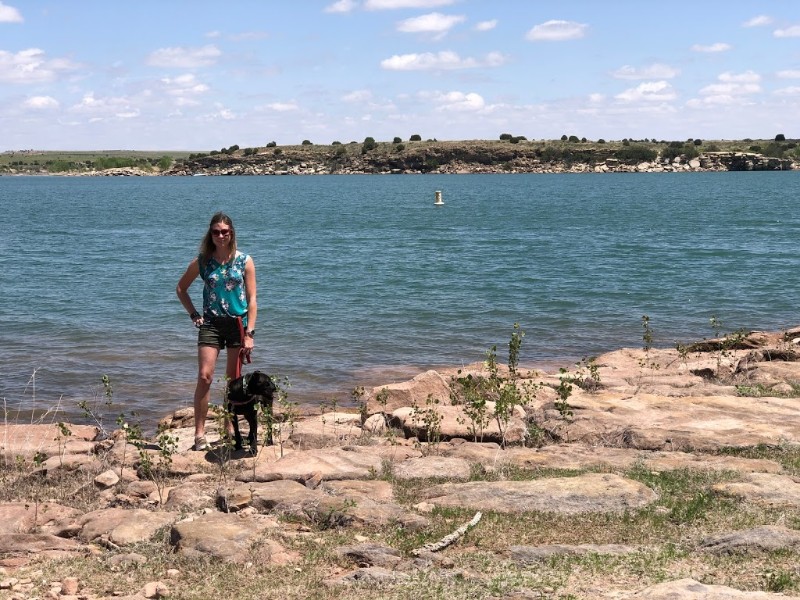 Standing along Lake Sumner on a spring day