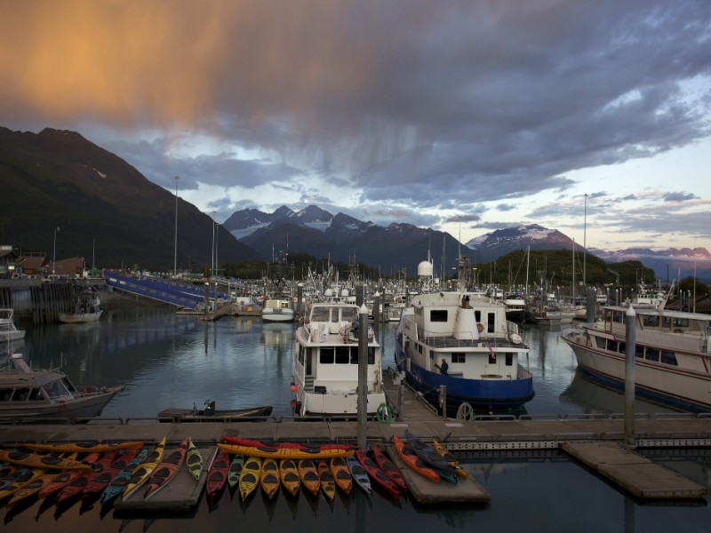 Valdez, Alaska at sunset