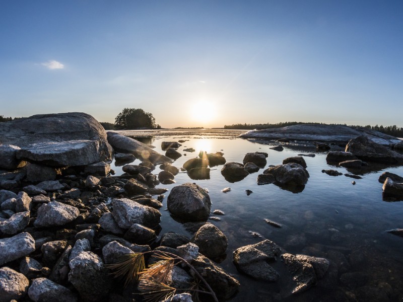 Sunset reflected off the water near Ash River Visitor Center in Voyageurs National Park