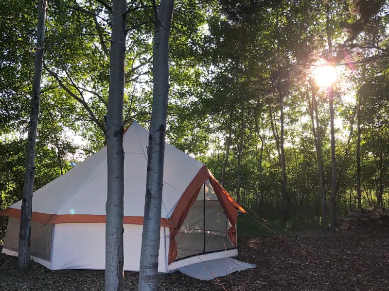 Outside Secluded Yurt Style Tent at Stone Creek Farm