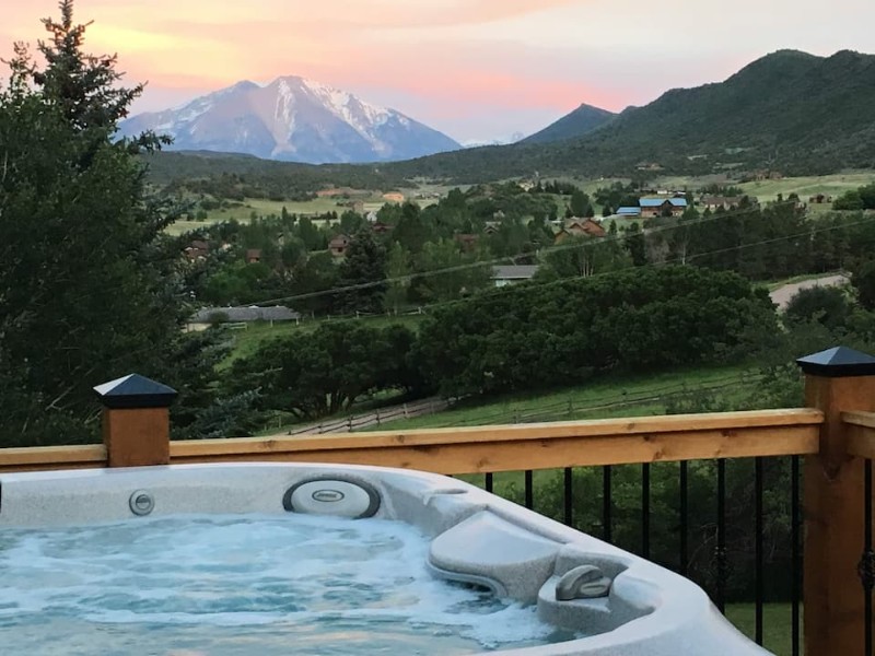 Hot tub at centrally located Glenwood Springs home