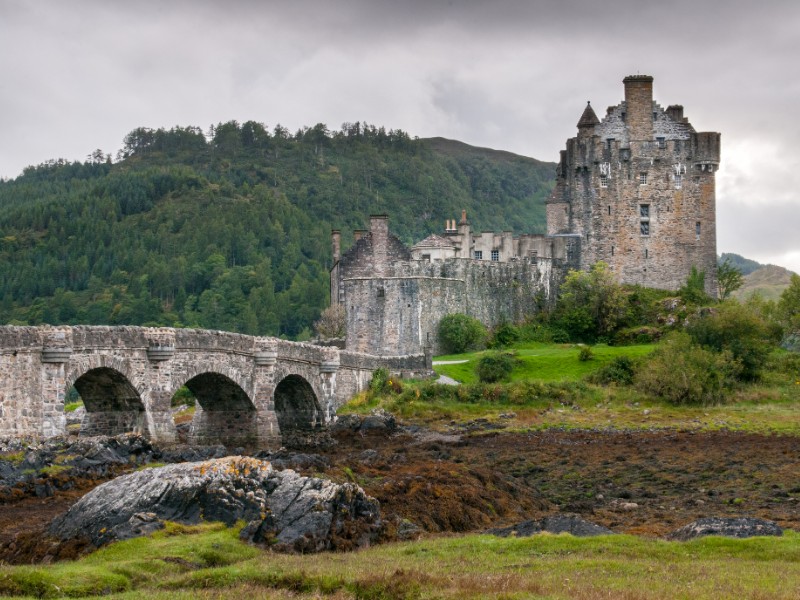 Eilean Donan Castle in the lake of Loch Alsh.