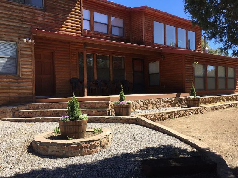 Front of El Vado Lake Cabin with Jacuzzi