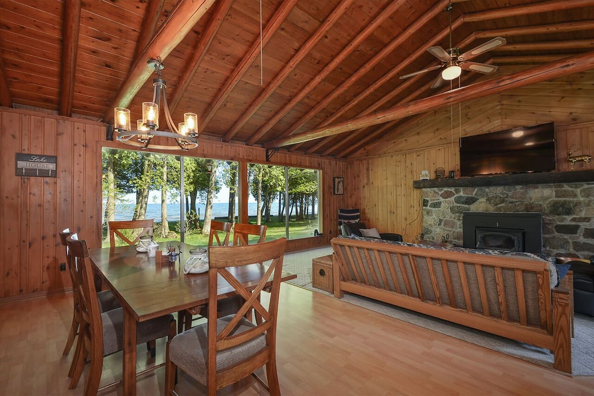 Interior of Cedar Cabin on the Bay