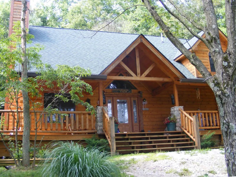 Front of Adventurewood Luxury Log Cabin