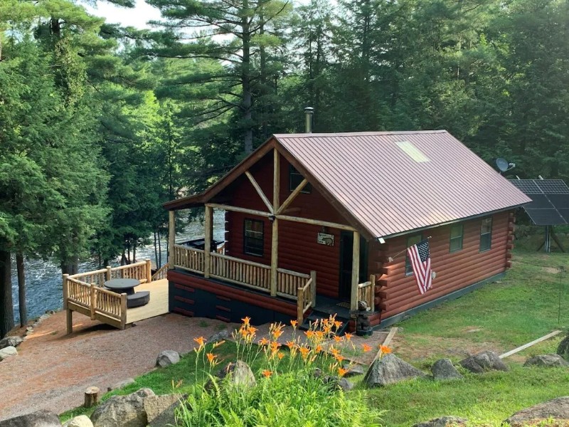 Overhead View - Adirondack Oswegatchie Riverfront Cabin