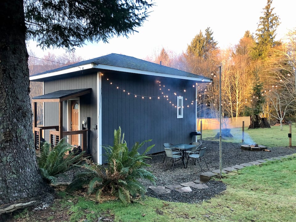 Yard Around Modern PNW Tiny House on Hobby Farm