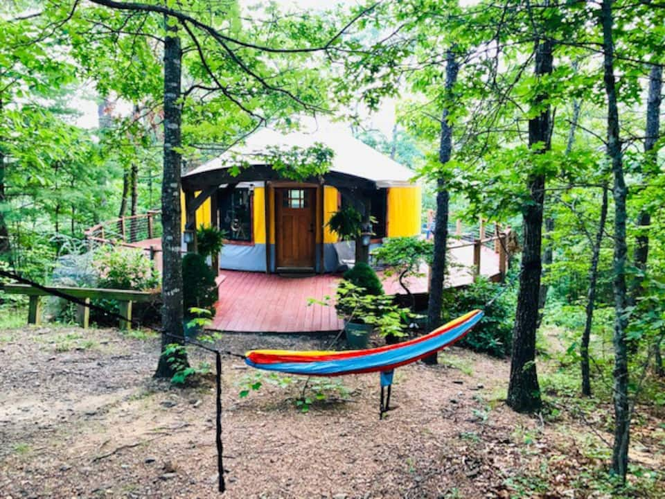 Hammock at Chic Mountain Yurt near Floyd and Virginia Tech