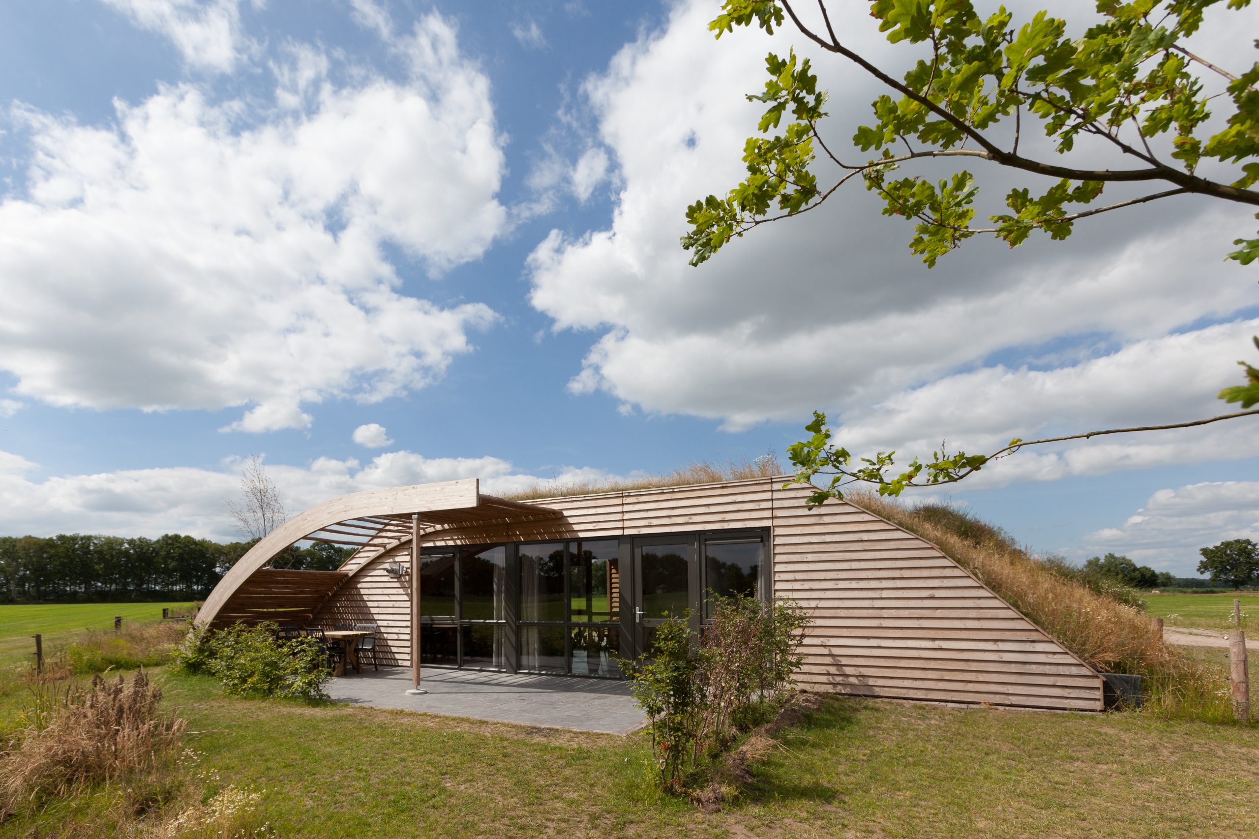 Blue skies outside the Earth House