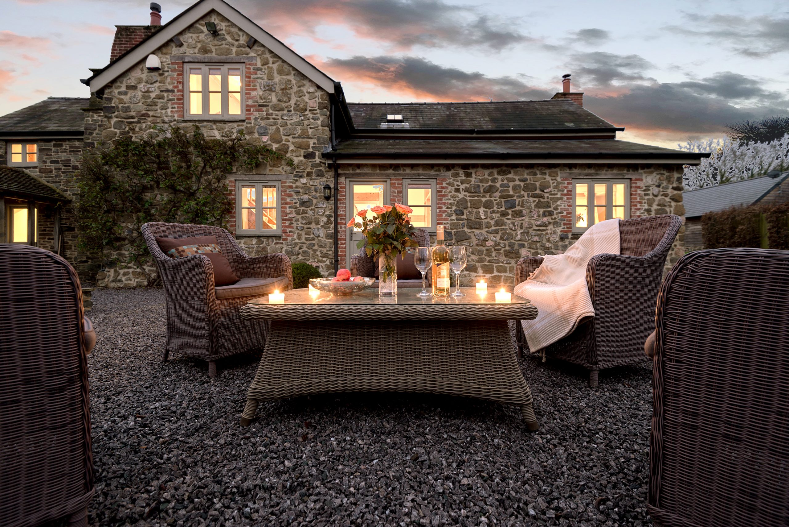 Patio view from cottage in Herefordshire