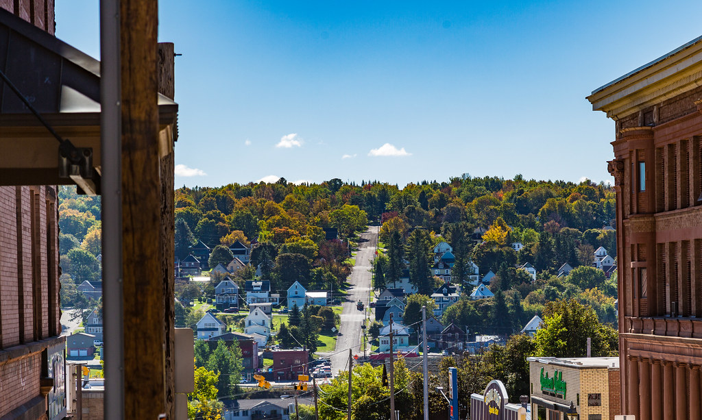 Houghton, Michigan from the hills of Hancock