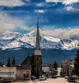 downtown Leadville with the Rockies in the backdrop