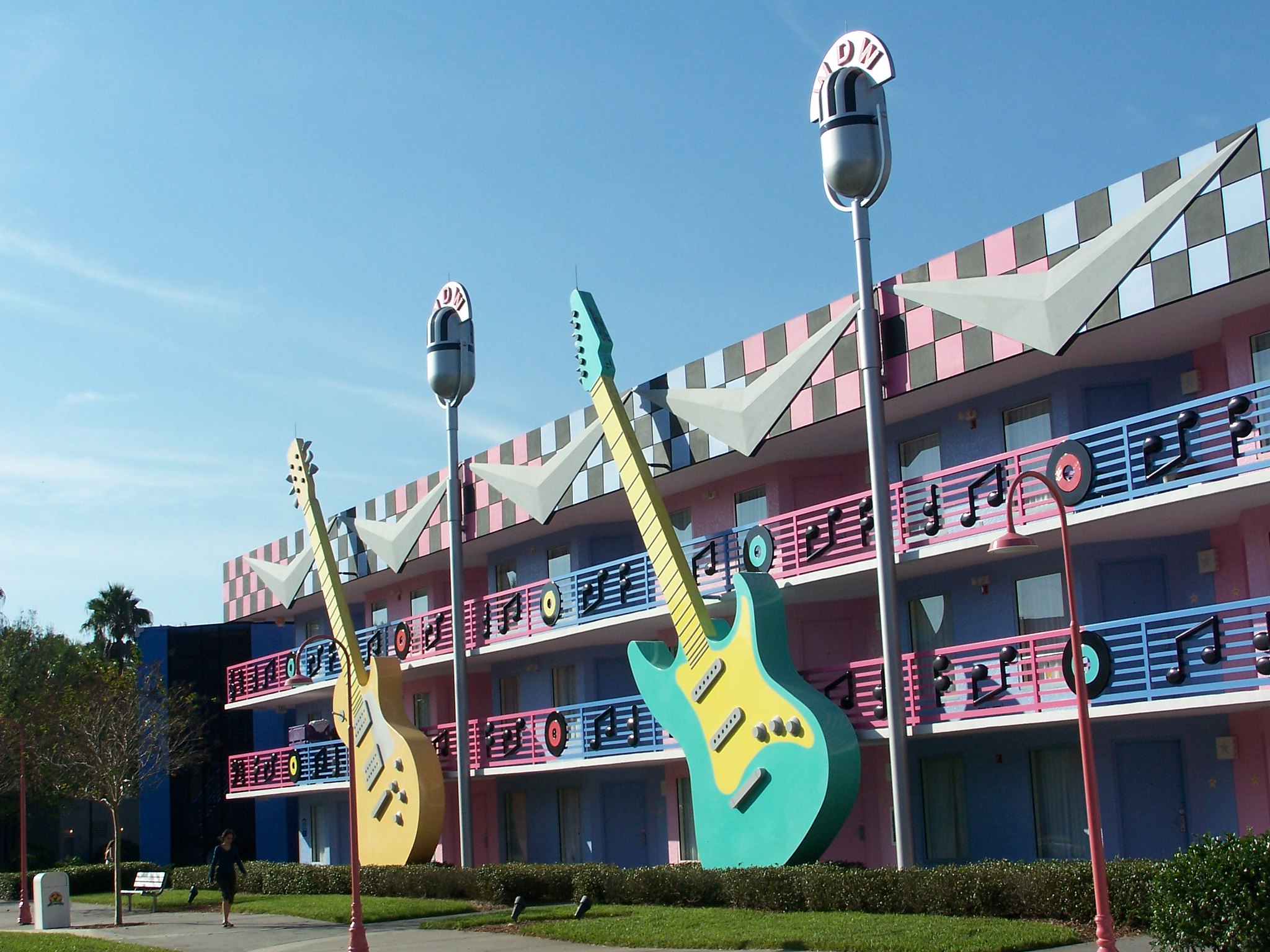 Each building at Disney's All-Star Music Resort has a fun-loving music theme.