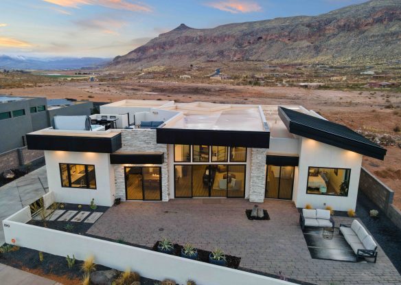 modern mansion next to golf course in utah