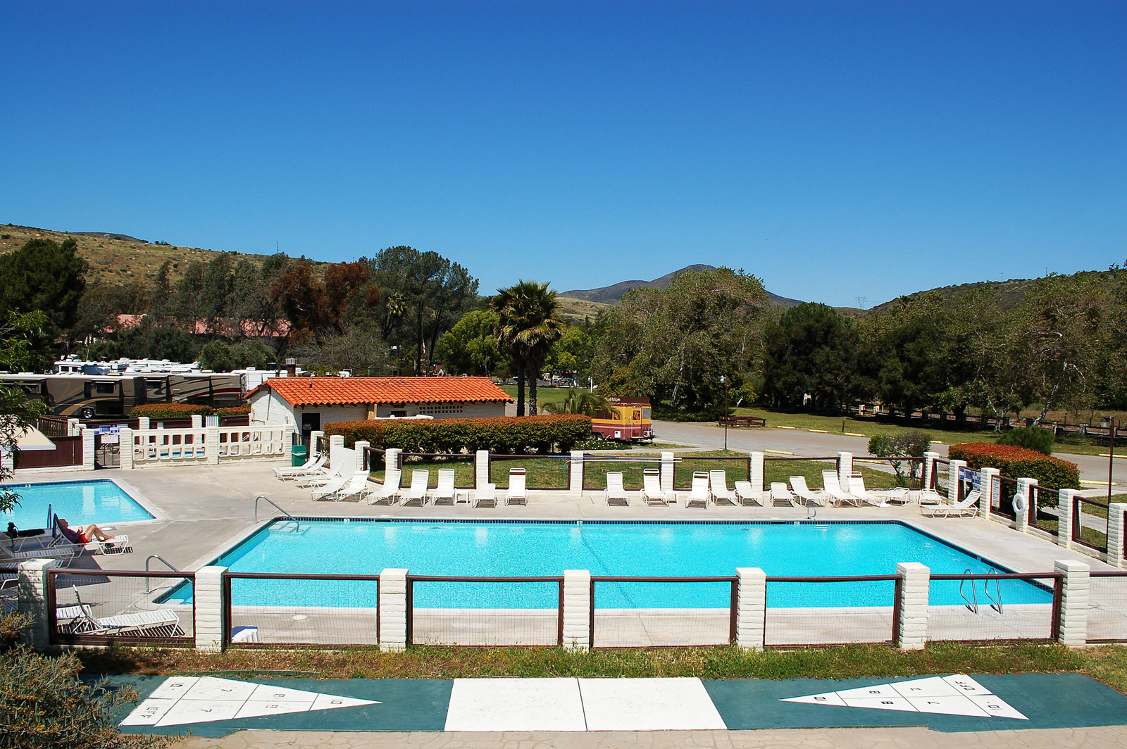 A lovely pool with great views while you camp