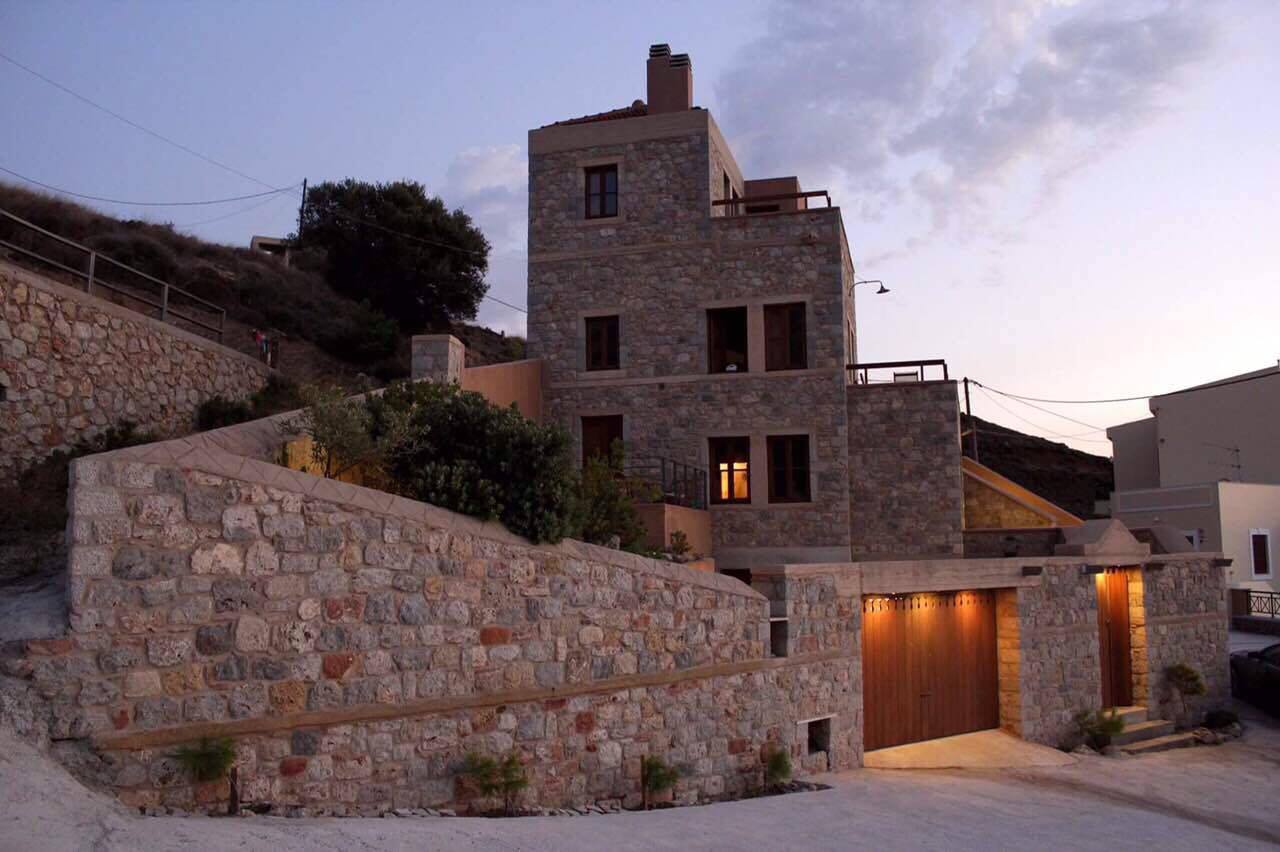 Greek castle with sloping stone pathway