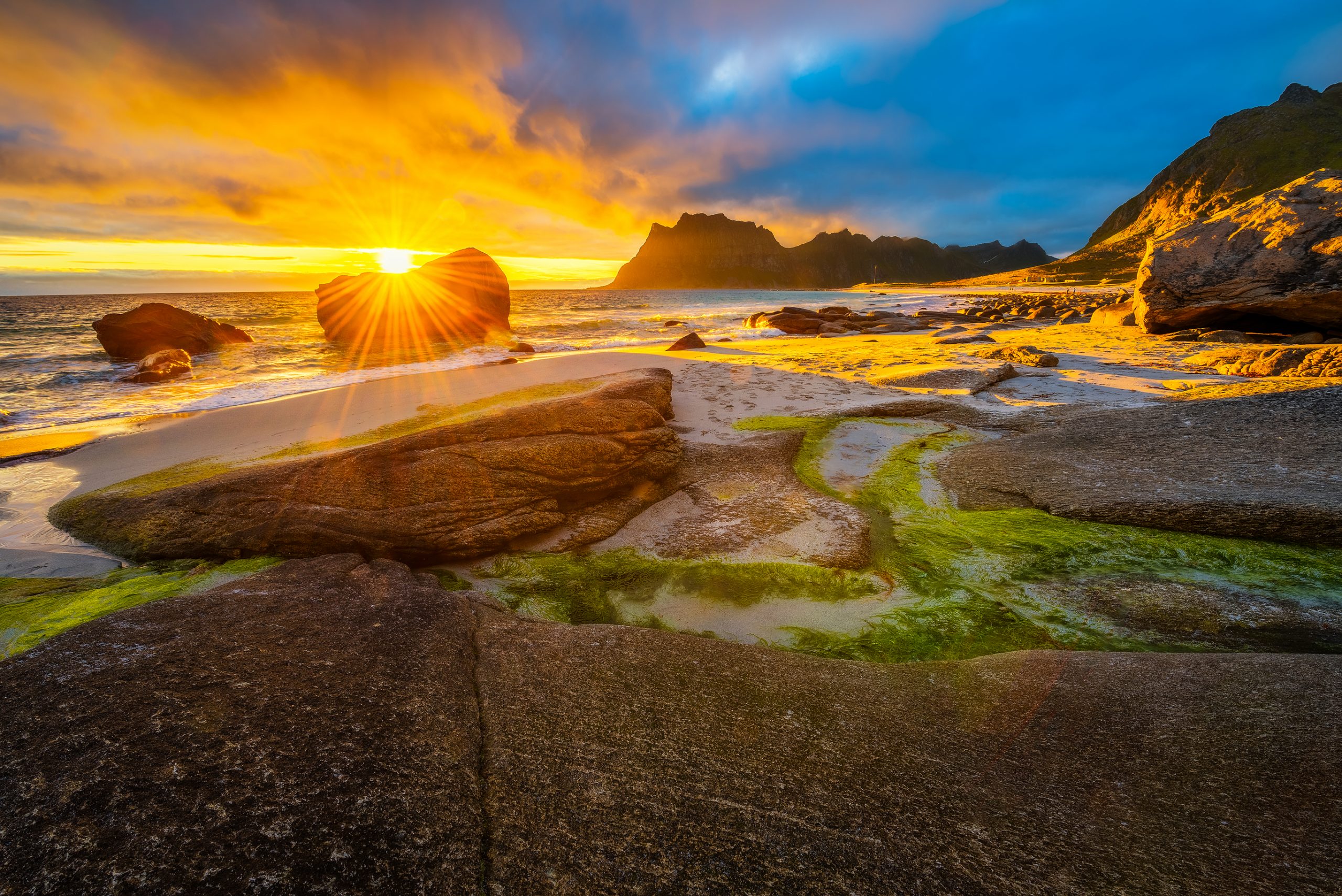 sunset over Uttakleiv beach, Norway