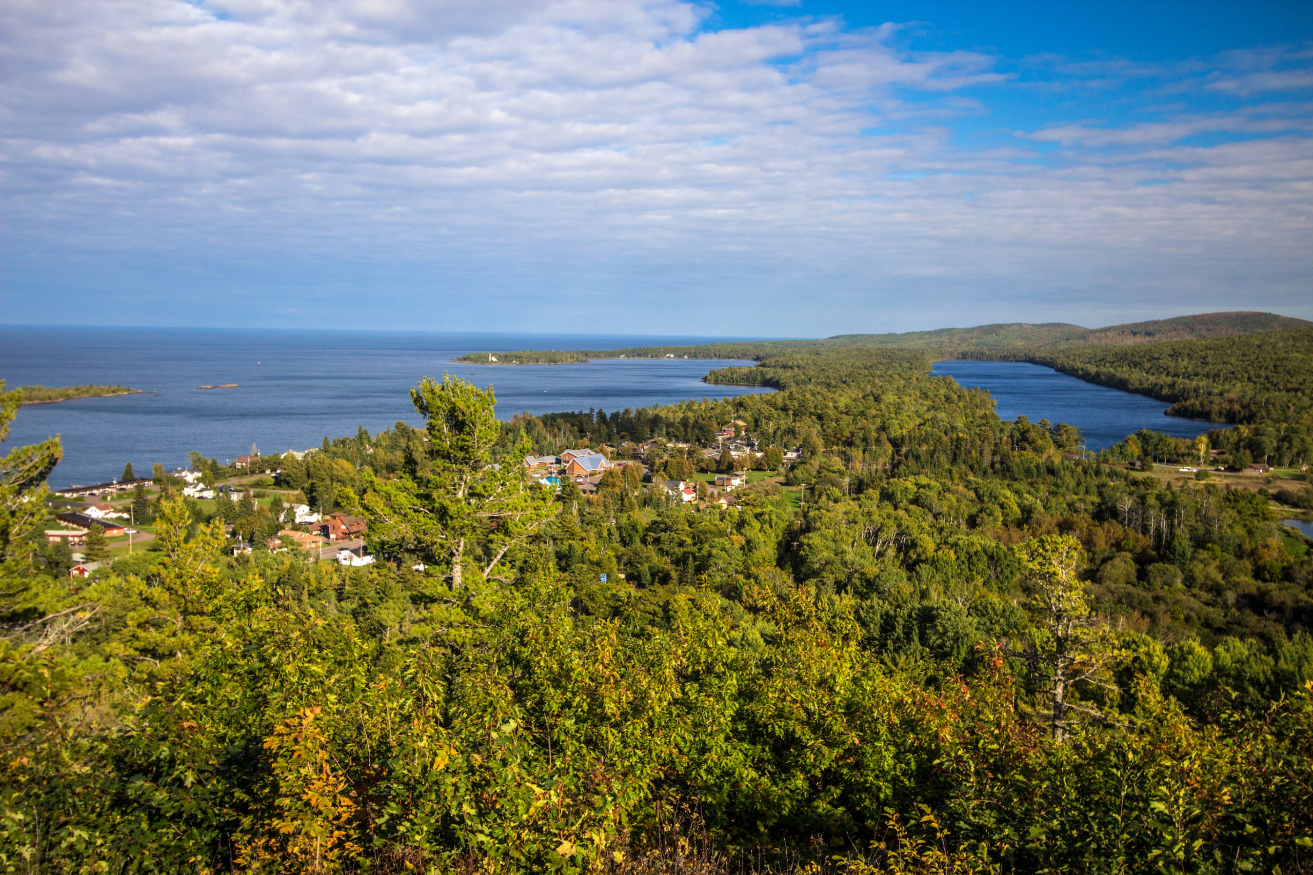 Aerial View Of Lake Superior And Copper Harbor Michigan