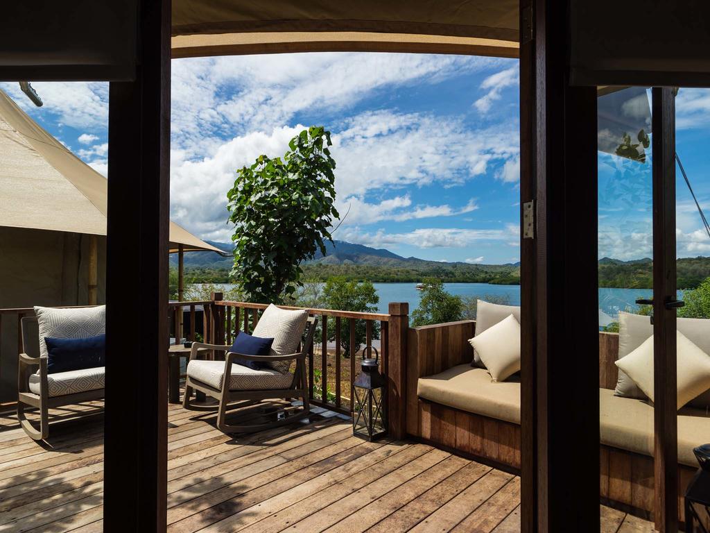 Tent terrace overlooking the water