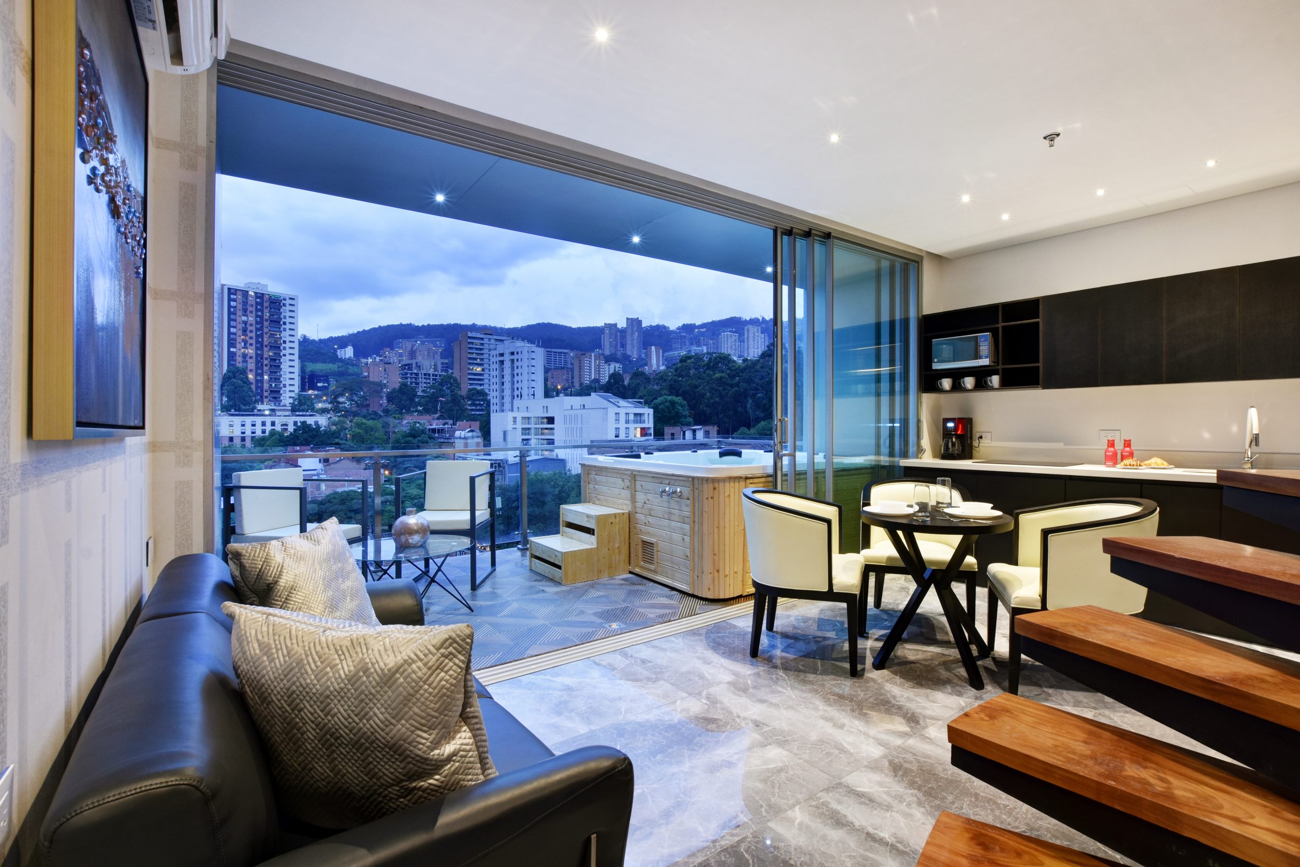 Living room with views over the city