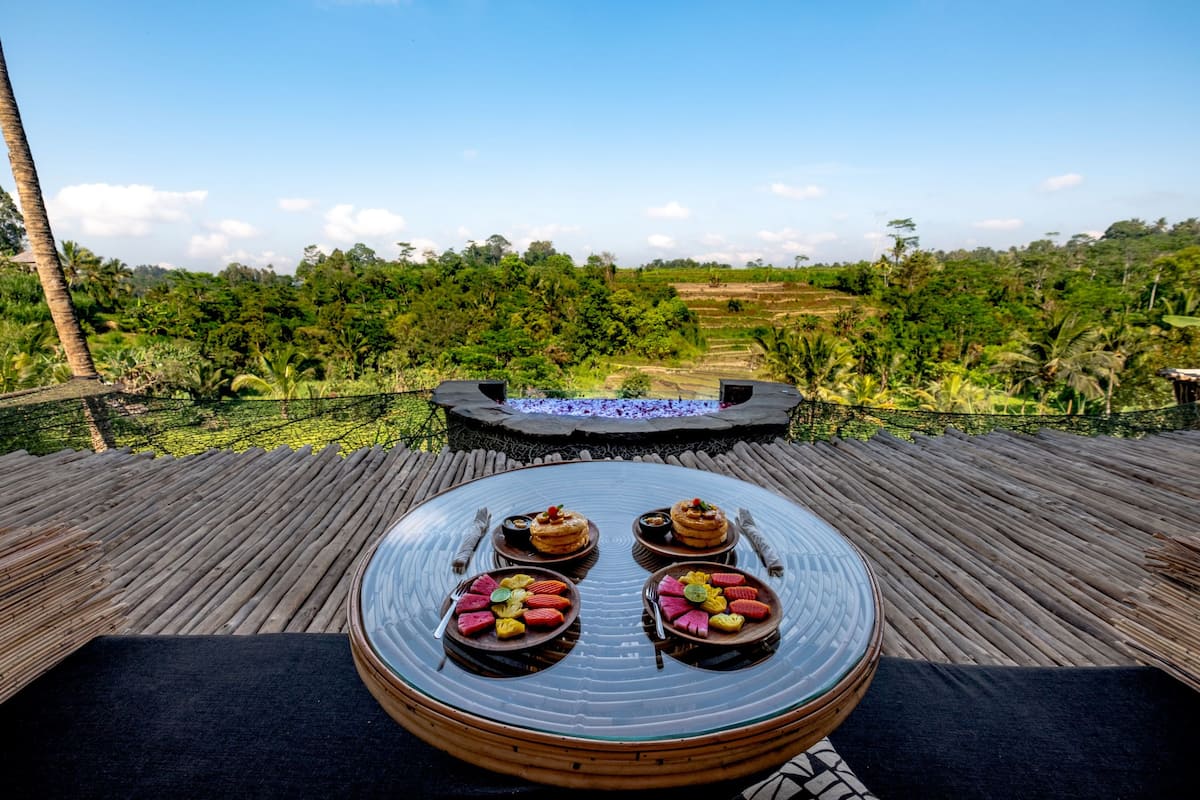 local homemade Balinese food and a lush view