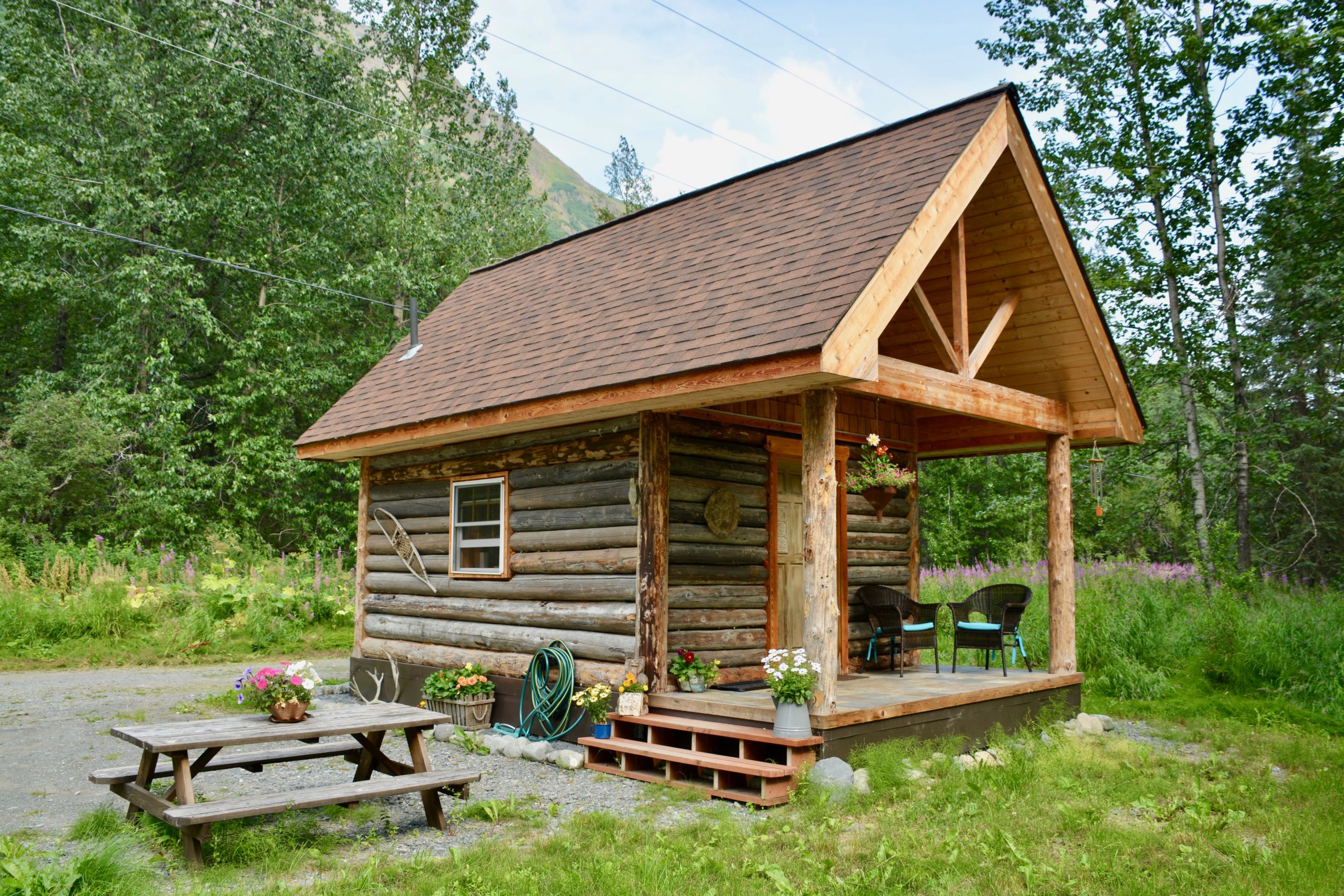 Wooden lodge in the forest