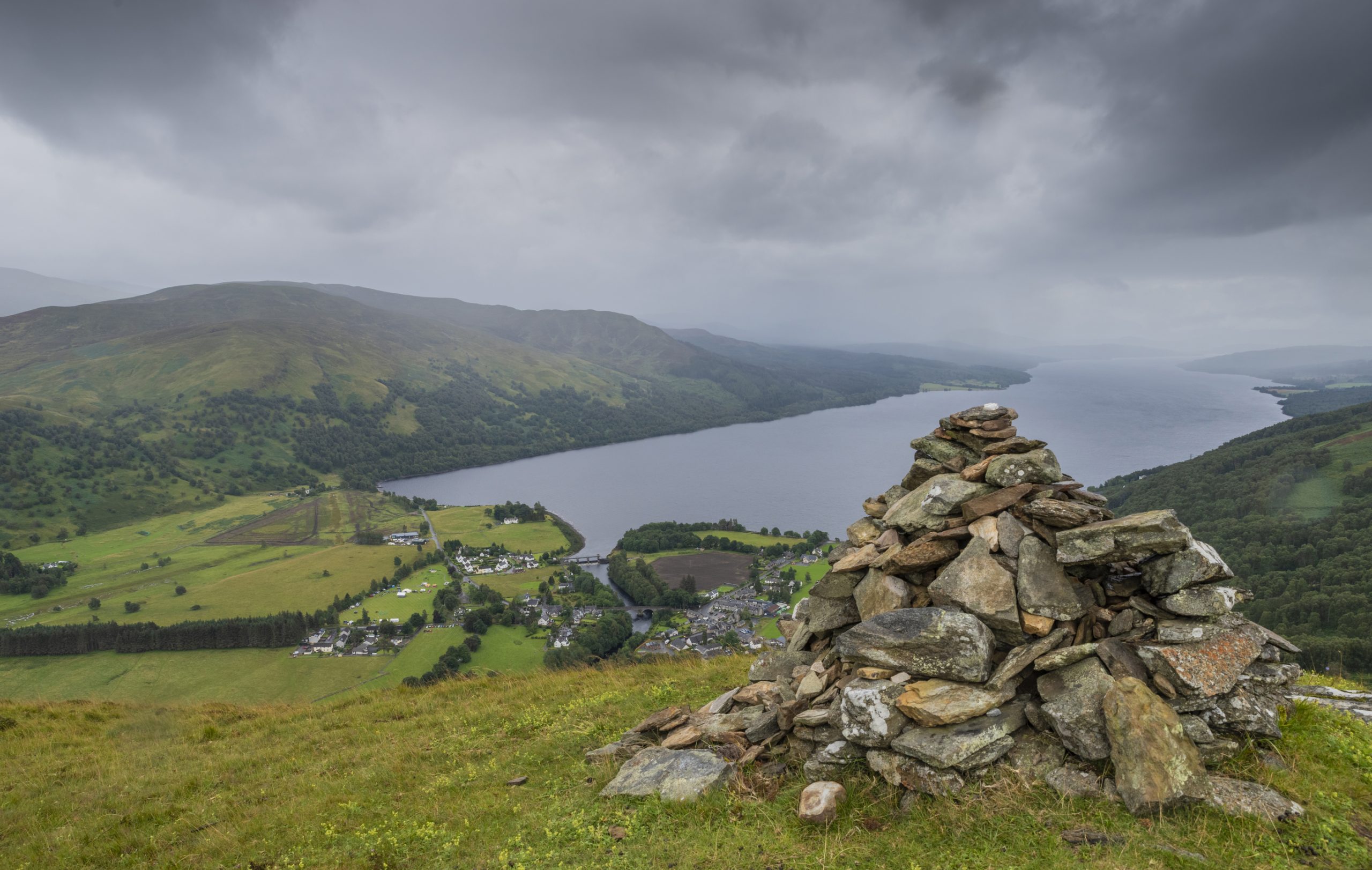 Craig Varr Cairn at the top Kinloch Rannoch