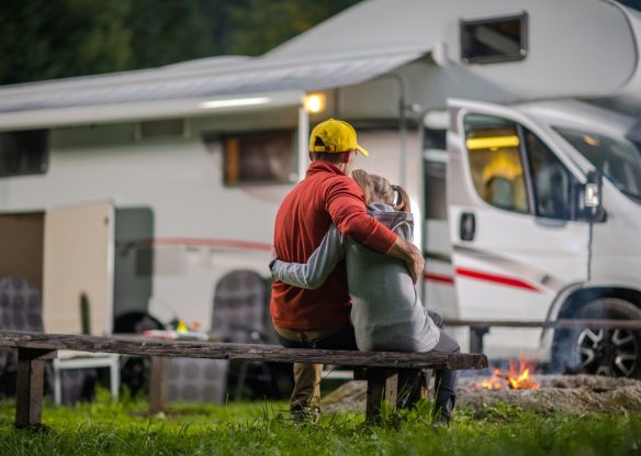 People by their camper