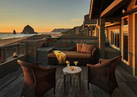 oceanfront balcony overlooking cannon beach