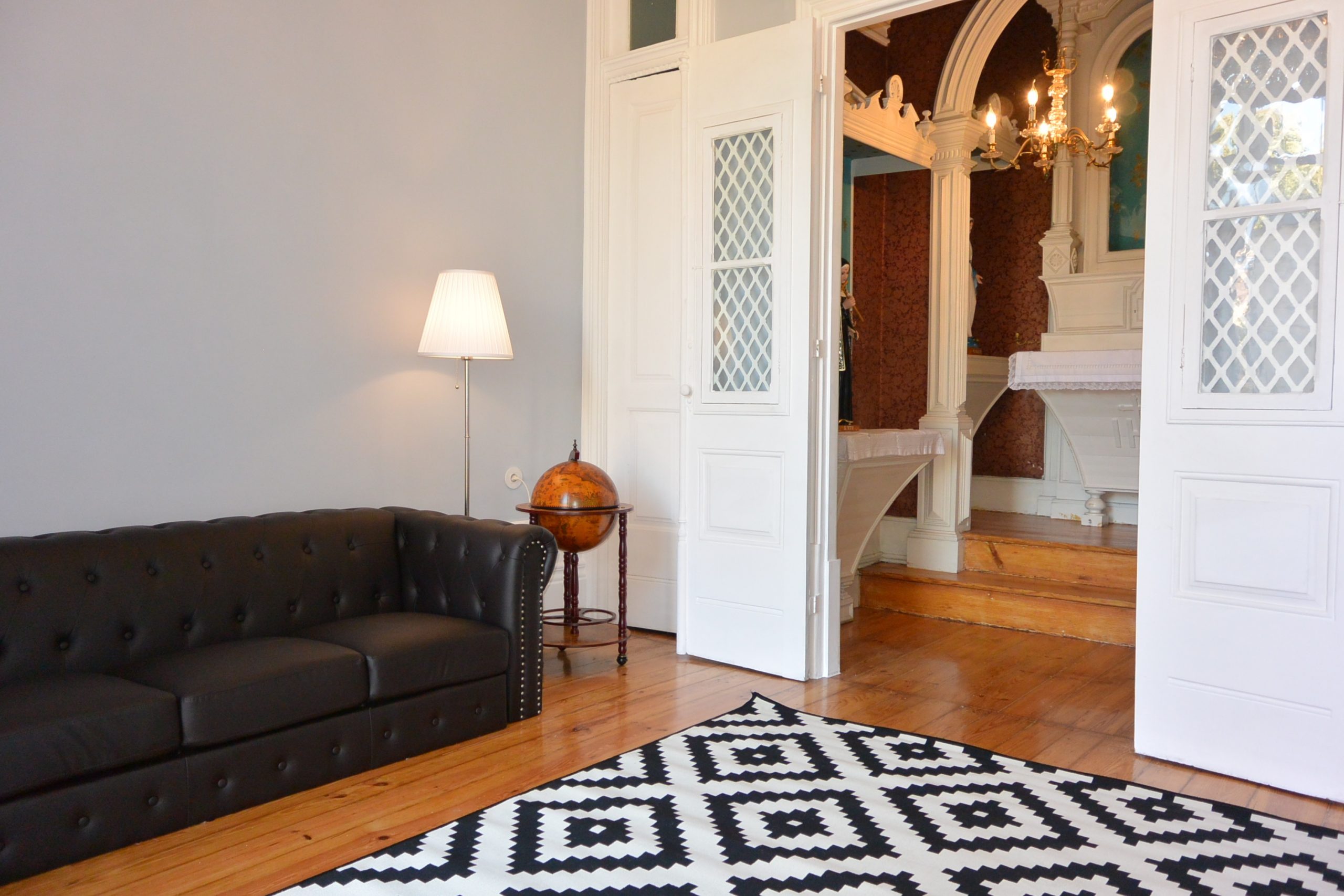 Living room with historic features