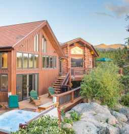 exterior of luxury cabin with outdoor living space