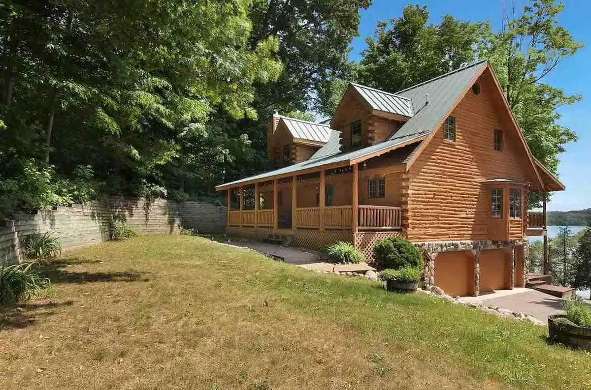 On a private hilltop with lake views