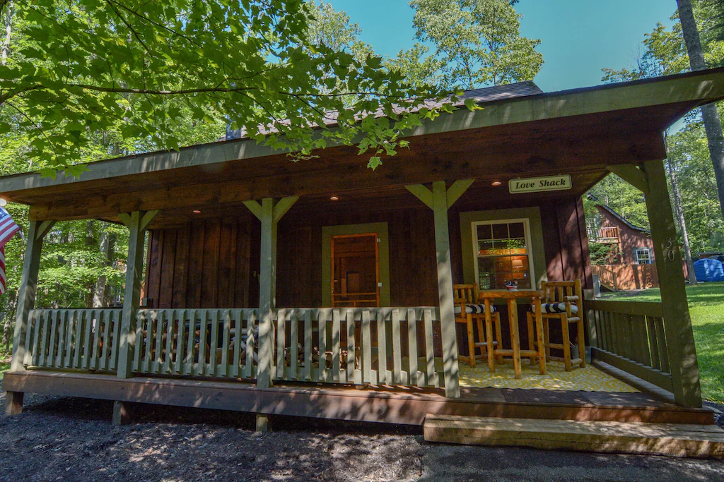 Experience the quaint Yellowstone Village at this cabin in the woods