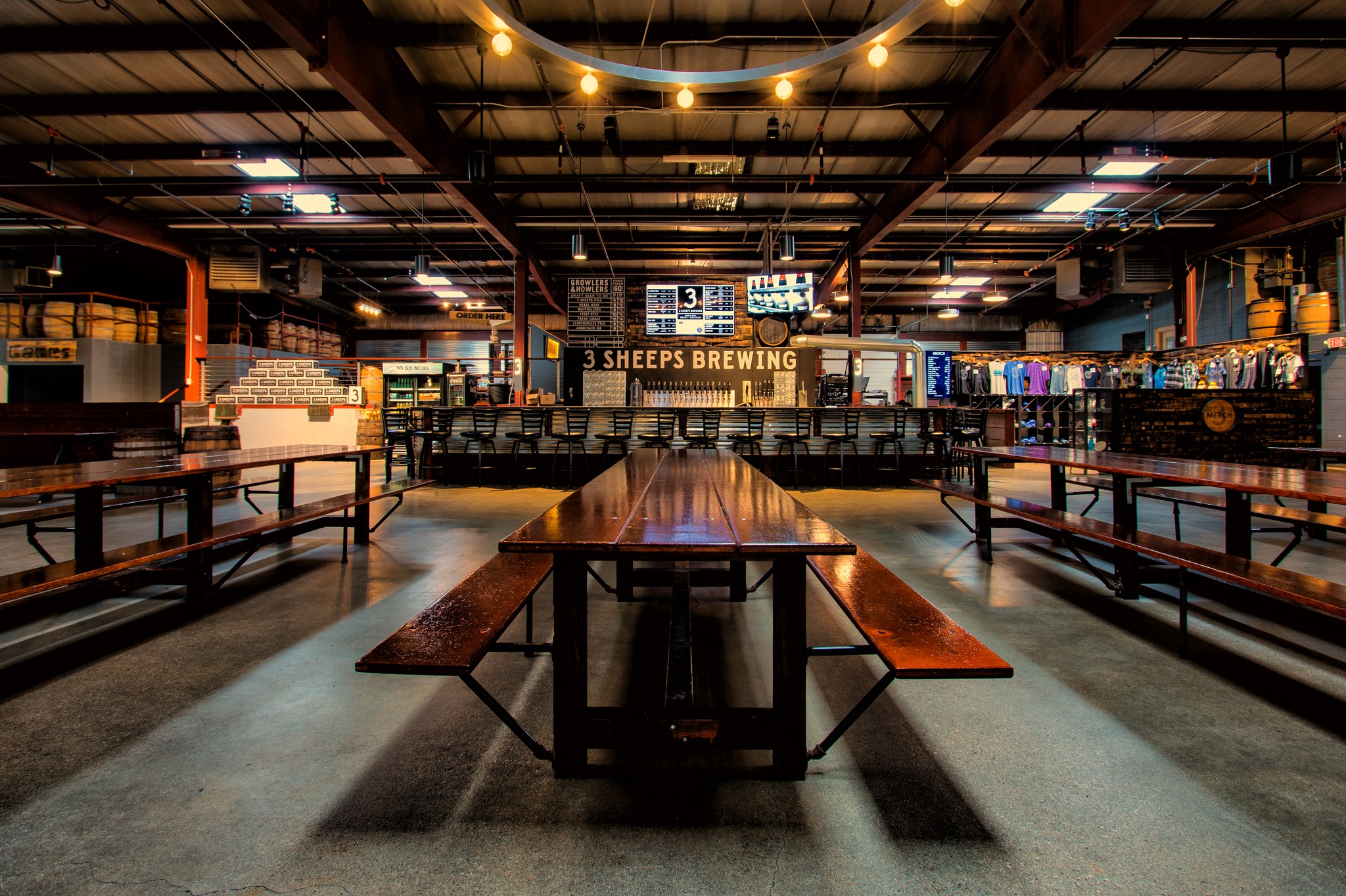 Enjoy the spacious vibes at the 3 Sheeps tap room