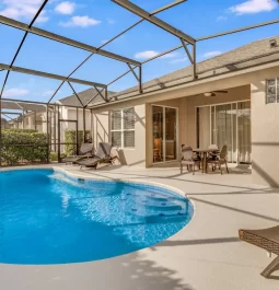 Covered pool next to home