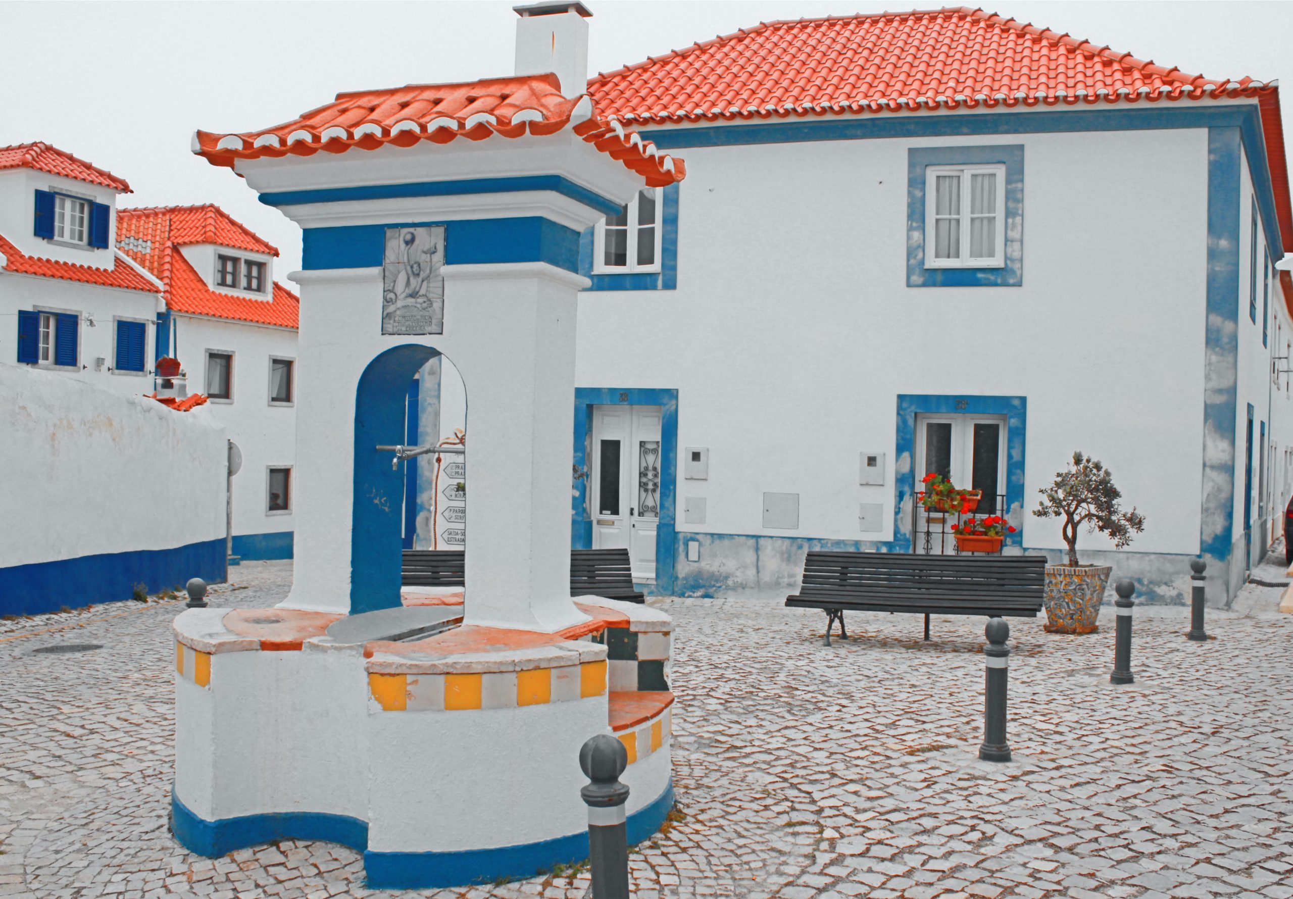 A tiny blue and white village in the Alentejo