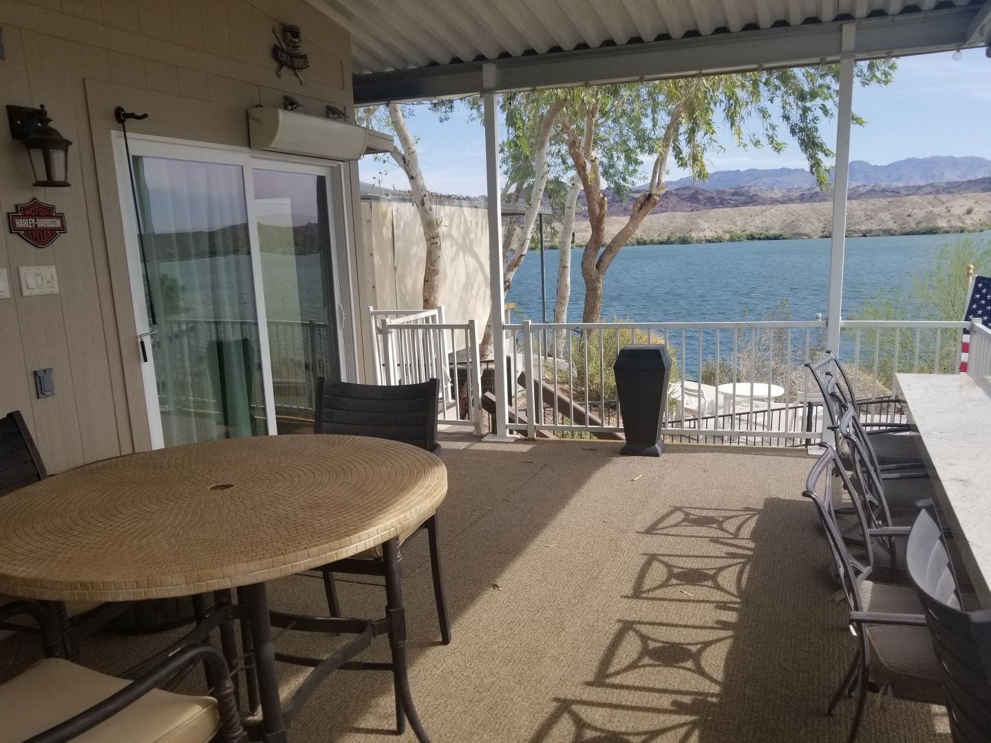 Spacious balcony overlooking the lake