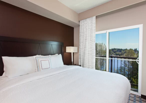 Hotel room overlooking the lake