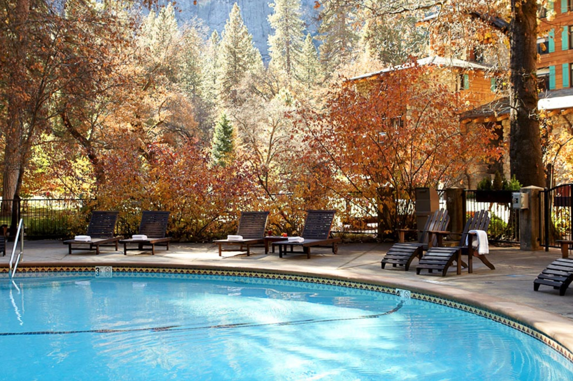 The heated pool at The Ahwahnee