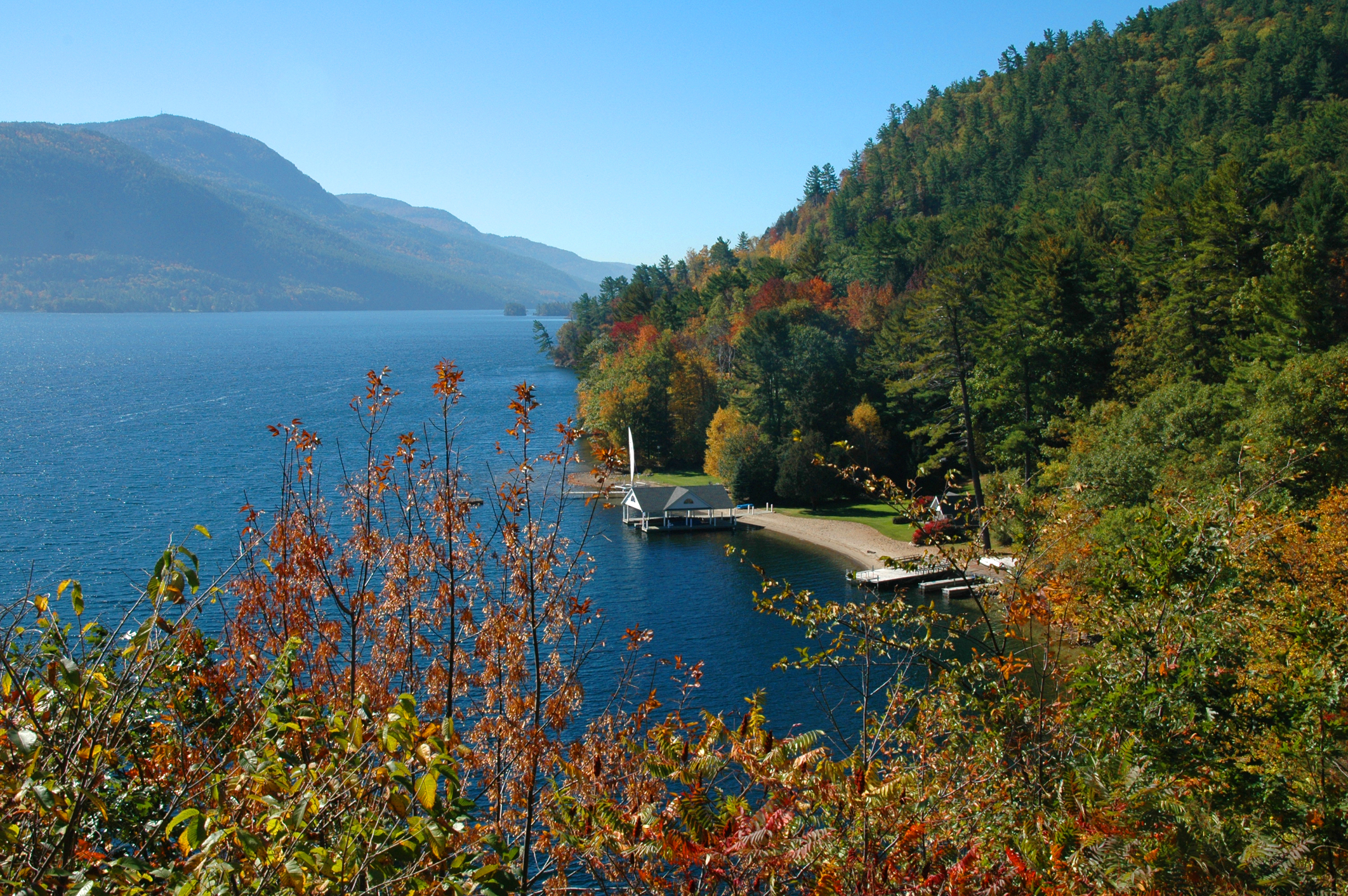 Lake George, New York in the fall
