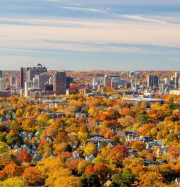 Cityscape with fall colors