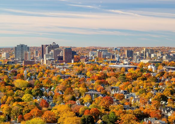 Cityscape with fall colors