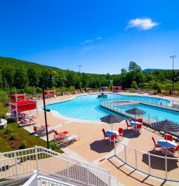 outdoor pool at RiverWalk Resort at Loon Mountain