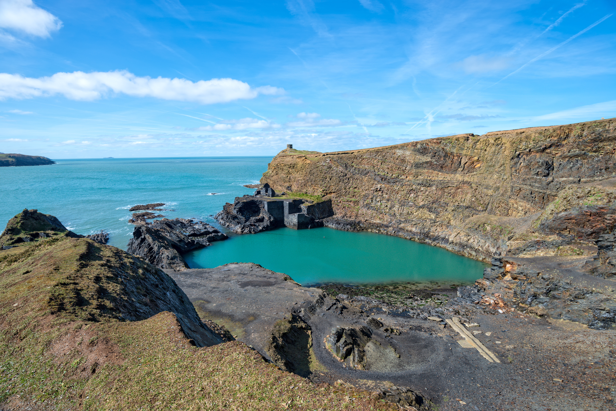 The Blue Pool at Abereiddy on the Pmebrokeshire coast in Wales