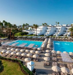 overview of resort pool and the sea