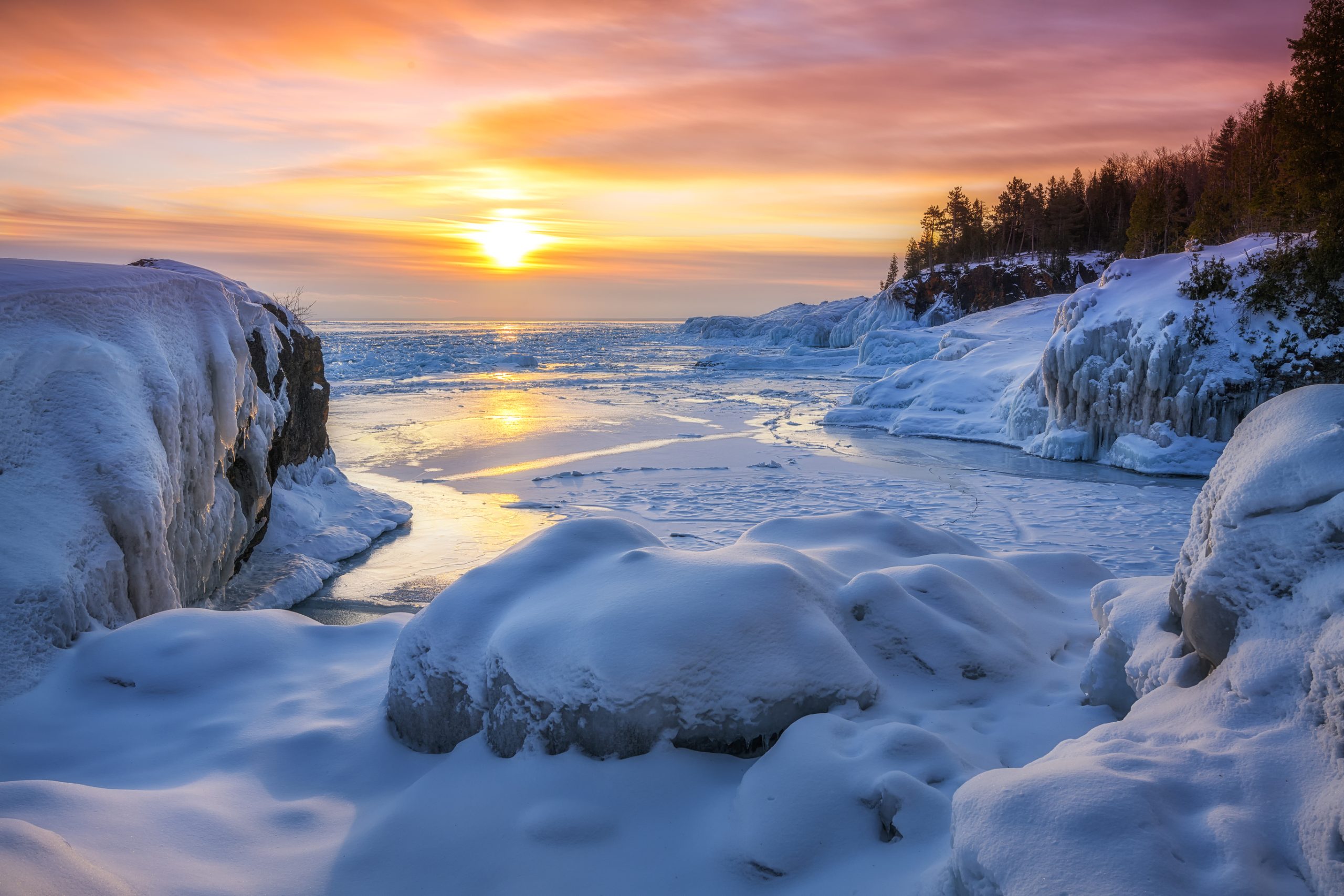 sunrise at Presque Isle Park, Marquette Michigan