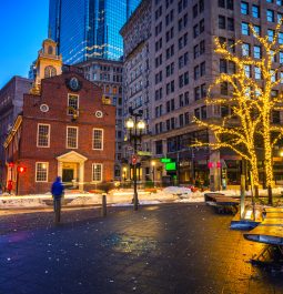 Boston Old state house at Christmas time