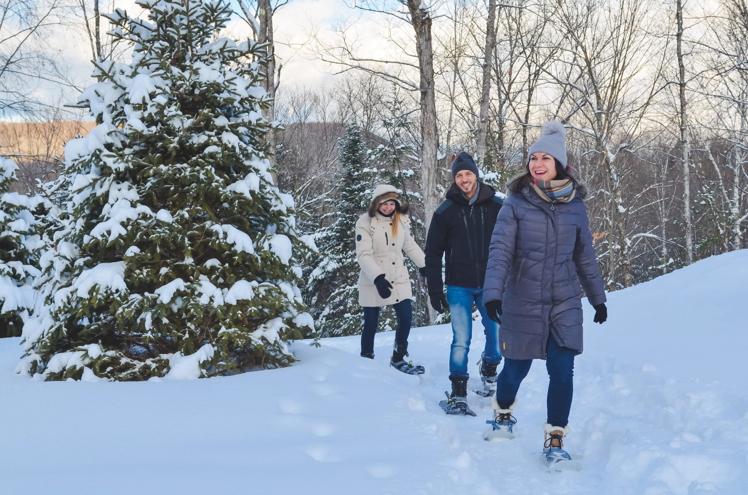 family snowshoeing at Bel Air Tremblant